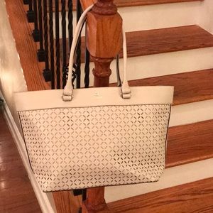 Elegant Cream Perforated Tote Bag - Women Bags